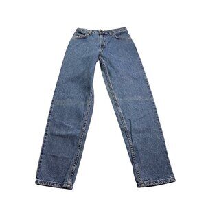 Vtg 90s Levi's 950 Relaxed Tapered Leg Jeans 7 Juniors Denim Cotton Orange Tab